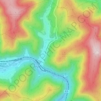 Mapa topográfico Lindenberg, altitud, relieve