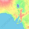 Mapa topográfico Australia Meridional, altitud, relieve