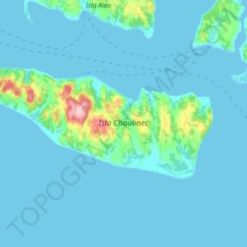 Mapa topográfico Isla Chaulinec, altitud, relieve