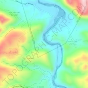 Mapa topográfico Rio Sulaco, altitud, relieve