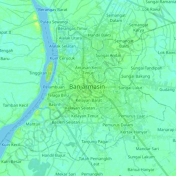 Mapa topográfico Martapura River, altitud, relieve