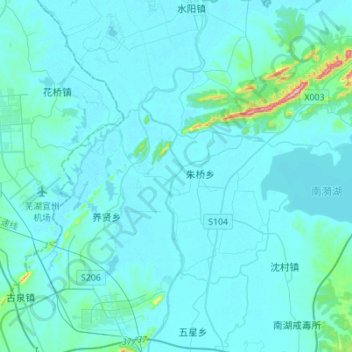 Mapa topográfico 水阳江, altitud, relieve
