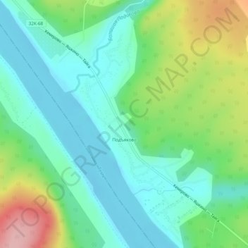 Mapa topográfico Подъяково, altitud, relieve