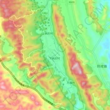 Mapa topográfico 万峰林景区, altitud, relieve