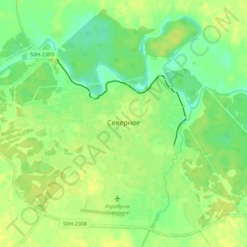 Mapa topográfico Северное, altitud, relieve