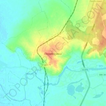 Mapa topográfico Переяславка, altitud, relieve