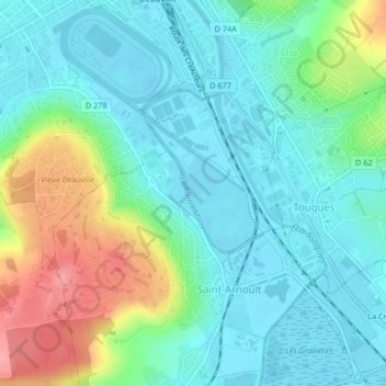 Mapa topográfico La Rivière Morte, altitud, relieve