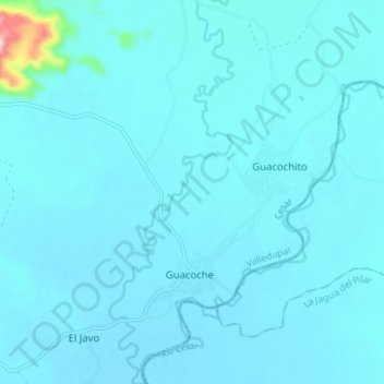 Mapa topográfico Río Seco, altitud, relieve