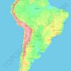 Mapa topográfico América del Sur, altitud, relieve
