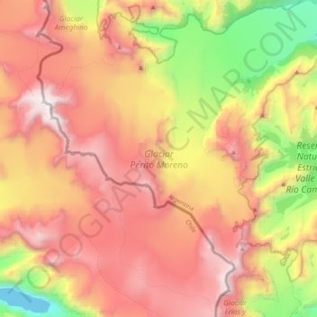 Mapa Topografico Glaciar Perito Moreno Altitud Relieve